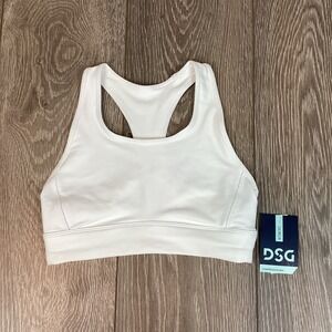 Dick's‎ Sporting Goods DSG Women's Compression Sports Bra White Cross back NEW